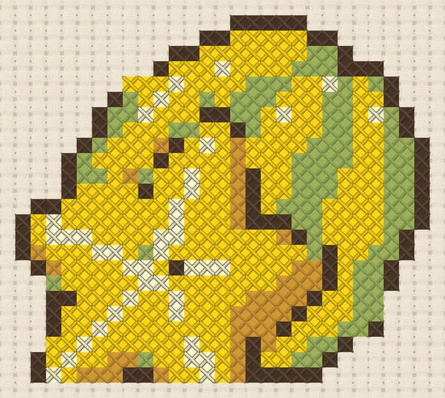 Star fruit finished in cross stitch on Aida cloth