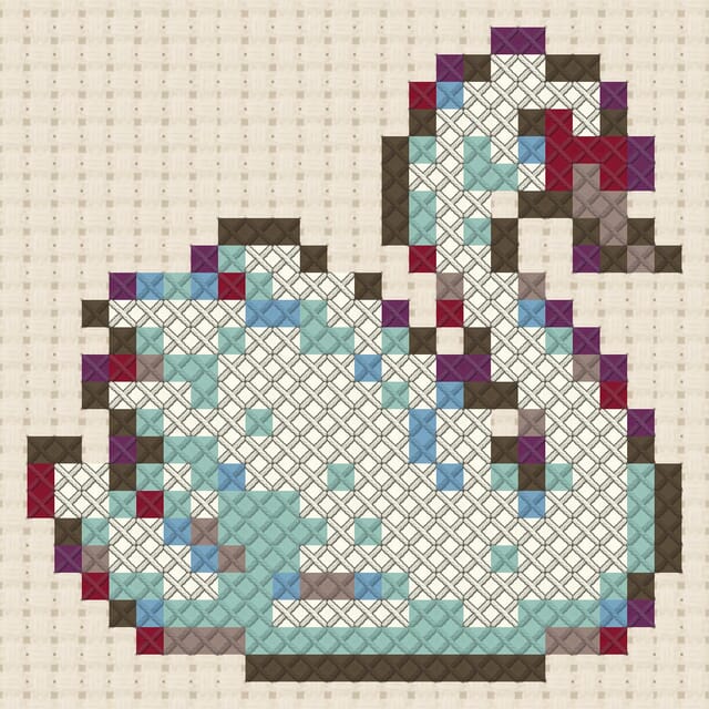 Swan finished in cross stitch on Aida cloth