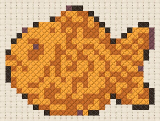 Taiyaki finished in cross stitch on Aida cloth