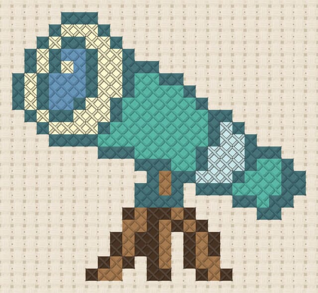 Telescope finished in cross stitch on Aida cloth