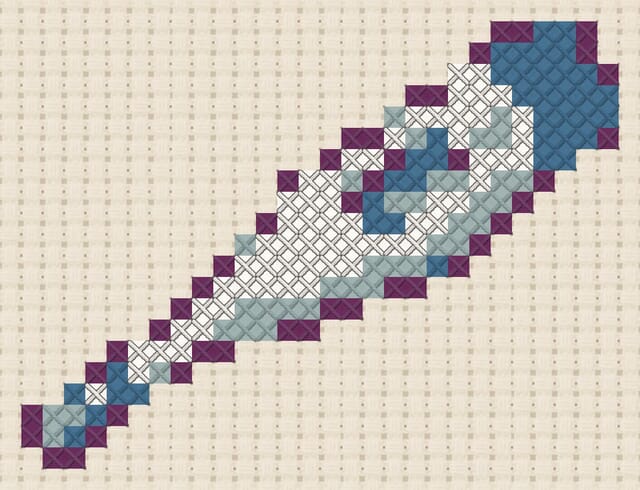 Thermometer finished in cross stitch on Aida cloth