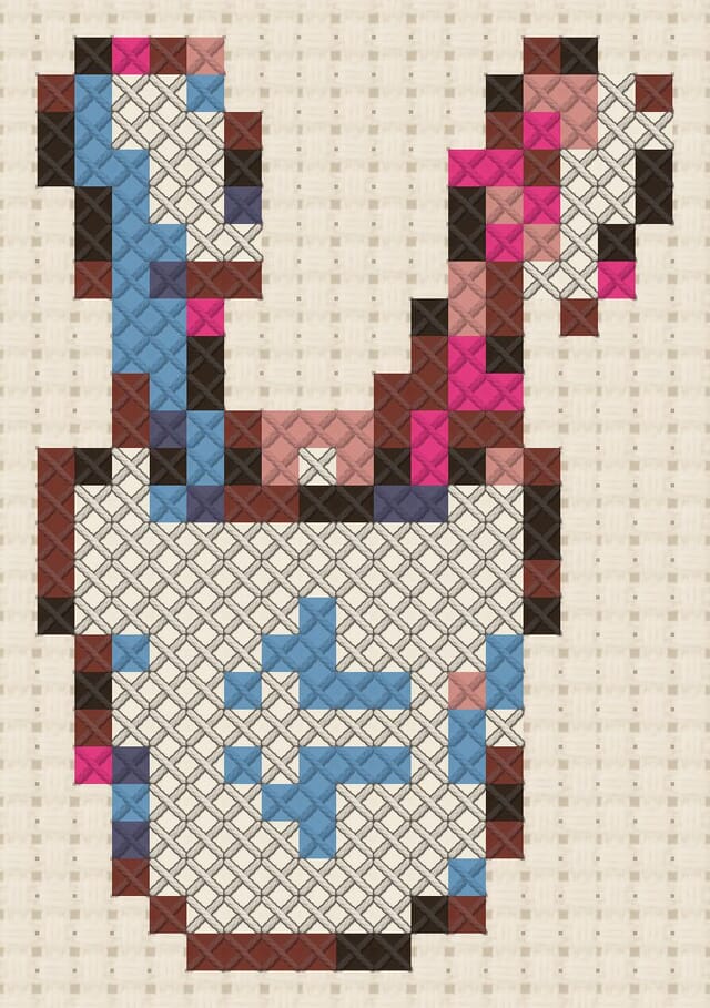 Toothbrush cup finished in cross stitch on Aida cloth