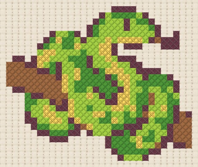 Tree snake finished in cross stitch on Aida cloth