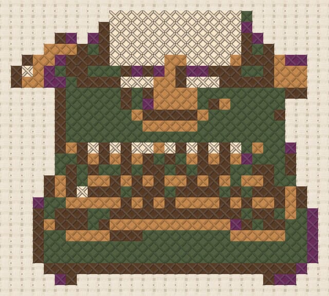 Typewriter finished in cross stitch on Aida cloth