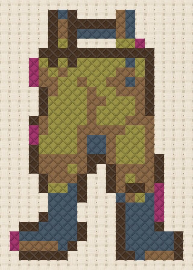 Waders finished in cross stitch on Aida cloth