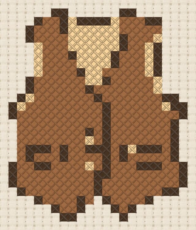 Waistcoat finished in cross stitch on Aida cloth