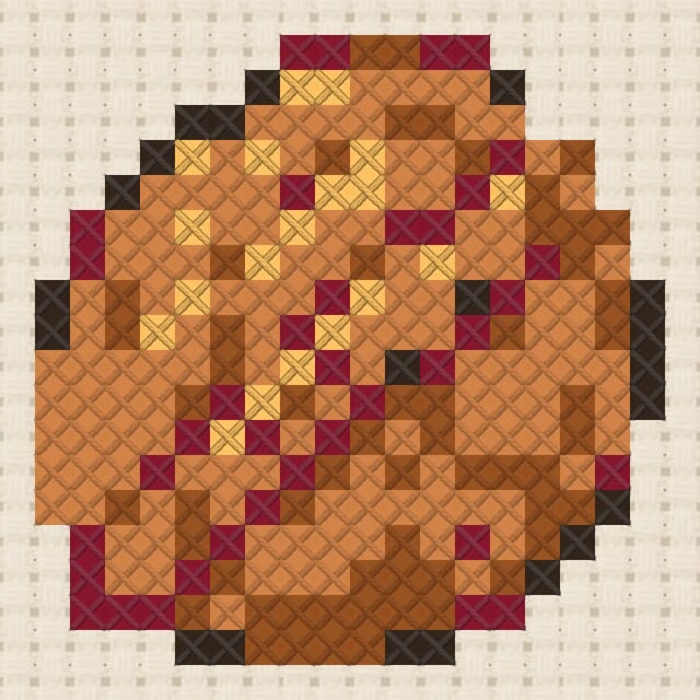 Walnut finished in cross stitch on Aida cloth