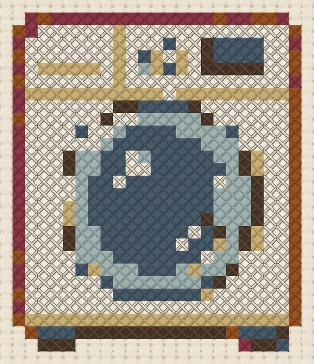 Washing machine finished in cross stitch on Aida cloth