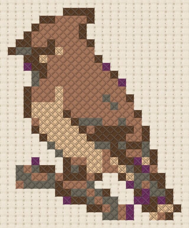 Waxwing finished in cross stitch on Aida cloth