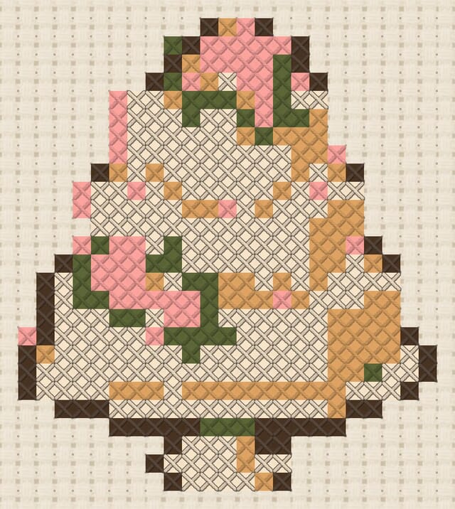 Wedding cake finished in cross stitch on Aida cloth
