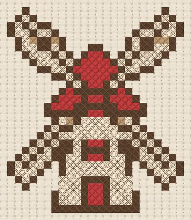 Windmill finished in cross stitch on Aida cloth