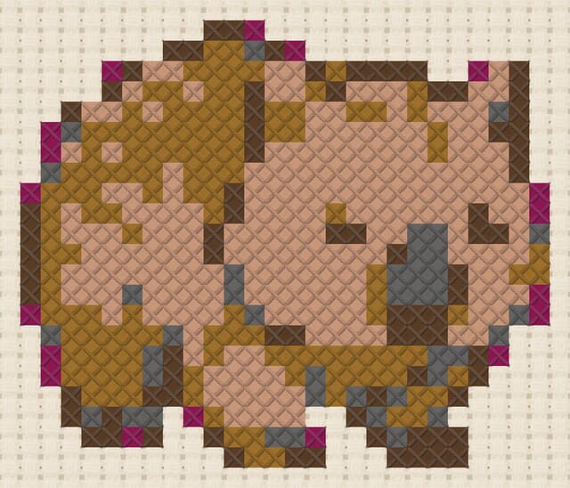 Wombat finished in cross stitch on Aida cloth