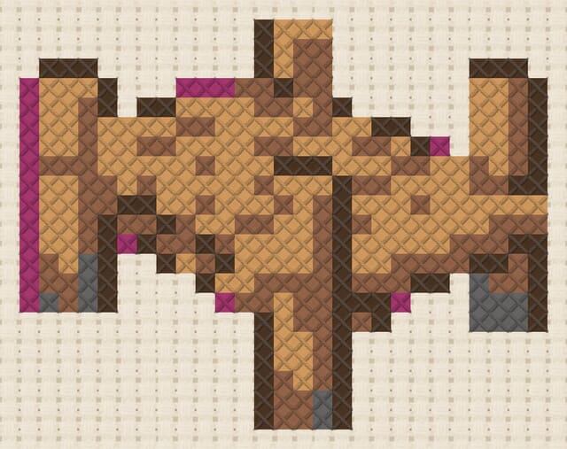 Wooden dock finished in cross stitch on Aida cloth
