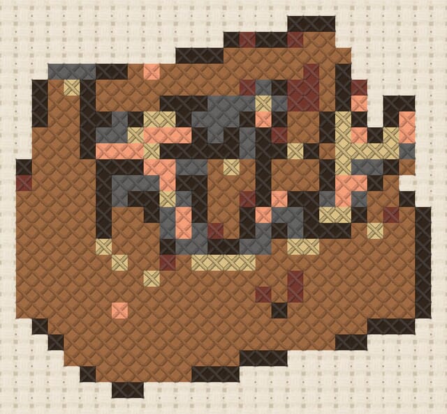 Wooden toolbox finished in cross stitch on Aida cloth