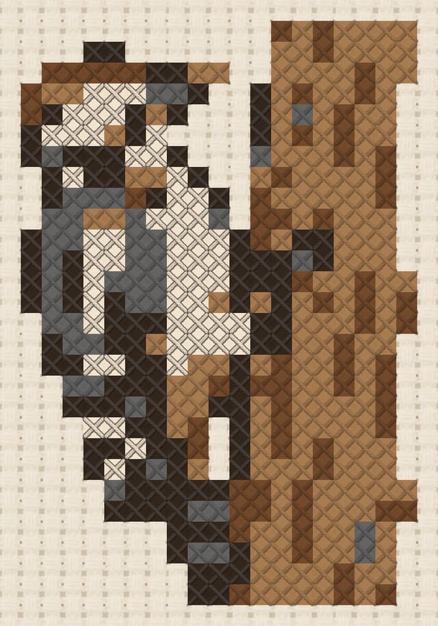 Woodpecker finished in cross stitch on Aida cloth