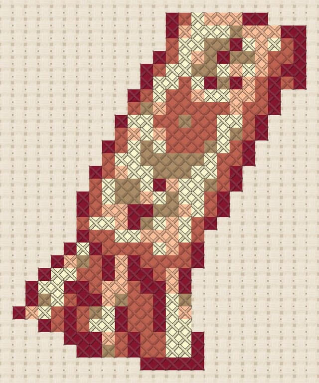 Woven ribbon bookmark finished in cross stitch on Aida cloth