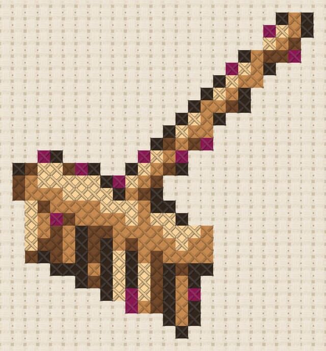 Zen rake finished in cross stitch on Aida cloth