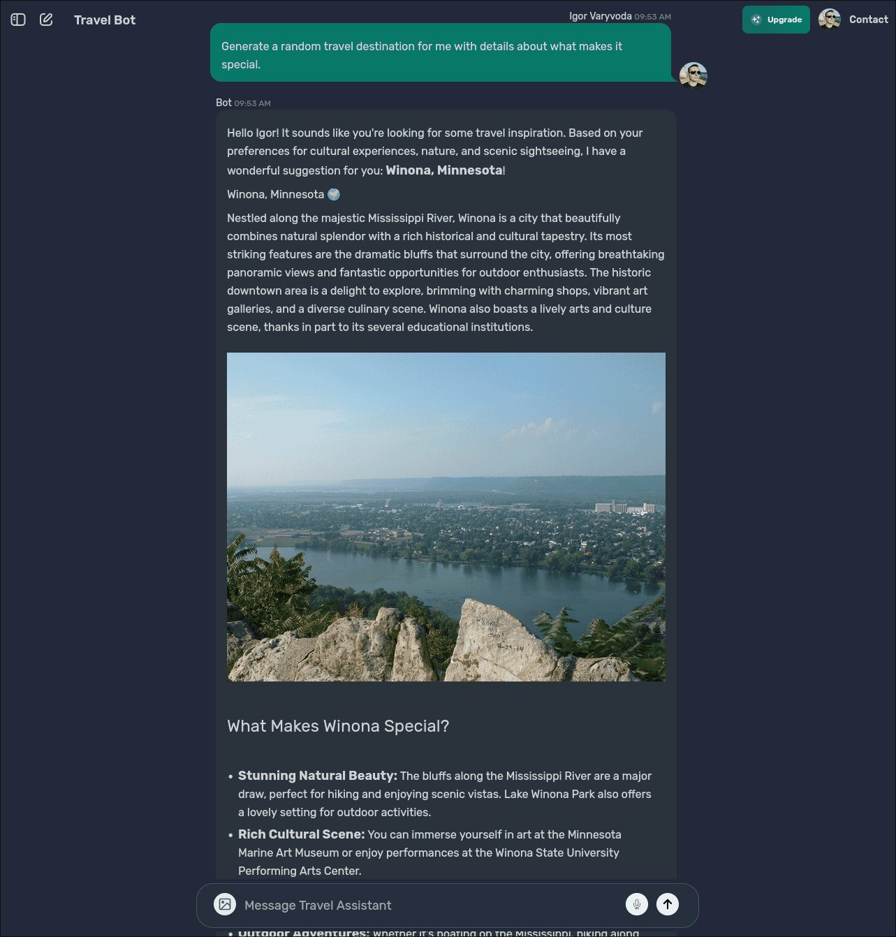 Travel Bot AI Assistant screenshot